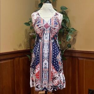 Apt. 9 Paisley Dress white red blue women’s small FOJ